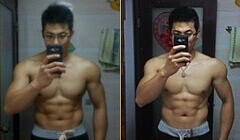 记录1年瘦子变肌肉男对比图