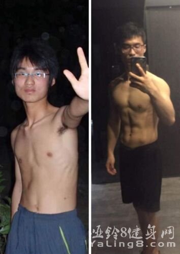 瘦人健身增重30斤前后对比照